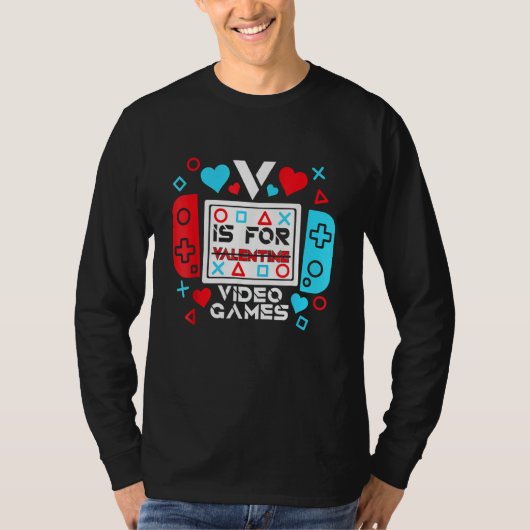 V Is For Video Games Controller Game Valentines Da T-Shirt (Vorderseite)