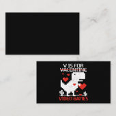V is for Video Games Funny Dinosaur T Rex Valentin Visitenkarte (Vorne/Hinten)