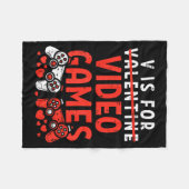 V Is For Video Games Funny Valentines Gamer Boy Me Fleecedecke (Vorderseite (Horizontal))