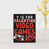 V Is For Video Games Funny Valentines Gamer Boy Me Karte (Gelbe Blume)