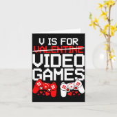 V Is For Video Games Funny Valentines Gamer Love  Karte (Gelbe Blume)