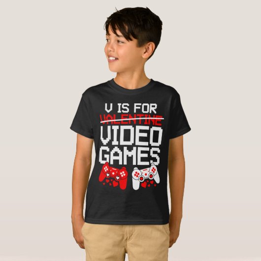 V Is For Video Games Funny Valentines Gamer Love T-Shirt (Vorne ganz)