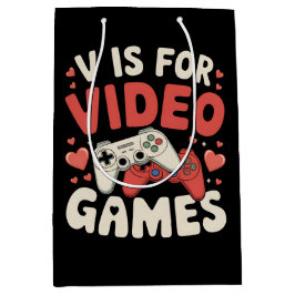 V is for video Games Funny Valentinstag Gamer Mittlere Geschenktüte