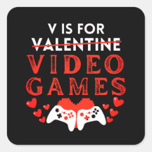 V is for video Games Funny Valentinstag Gamer
