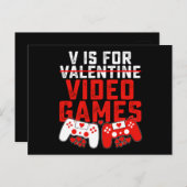 V is for Video Games Gaming Gamer Valentine's Day Postkarte (Vorne/Hinten)