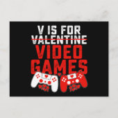V is for Video Games Gaming Gamer Valentine's Day Postkarte (Vorderseite)