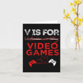V is for Video Games Shirt Gamer Valentines Karte (Gelbe Blume)