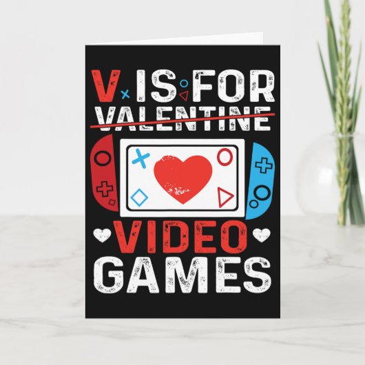 V Is For Video Games Valentine Gamer Valentines Da Karte (Vorderseite)