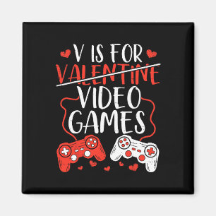 V is for Video Games Valentine Gamer Valentines Da Magnet