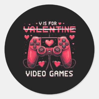 V Is For Video Games Valentine Gamer Valentines Da Runder Aufkleber