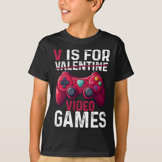V Is For Video Games Valentine Gamer Valentines Da T-Shirt (Vorderseite)