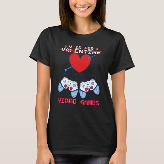 V is for Video Games Valentines Day Gamer Boys Gam T-Shirt (Vorderseite)