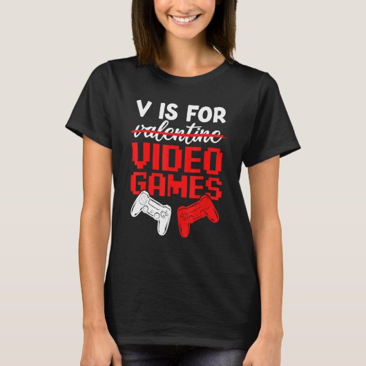 V Is For Video Games Valentines Day Gamer Boys Kid T-Shirt (Vorderseite)