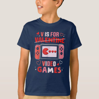 V is for video Games Valentinstag Funny V day T-Shirt