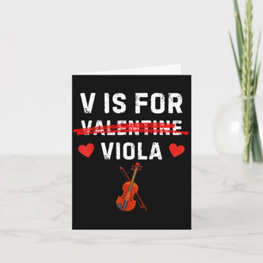 V Is For Viola Funny Violist Music Valentine  Karte (Vorderseite)
