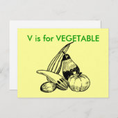 "V" ist für die pflanzliche Alphabet Flashcard Postkarte (Vorne/Hinten)