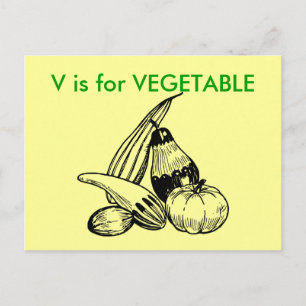 "V" ist für die pflanzliche Alphabet Flashcard Postkarte