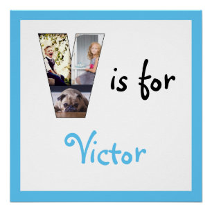 V ist für Name Blue Foto Poster