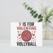 V ist für Valentine Funny Volleyball Sport Liebhab Postkarte (Stehend Vorderseite)