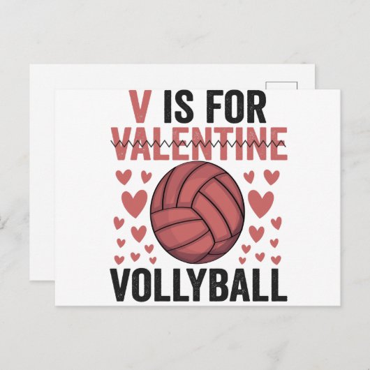 V ist für Valentine Funny Volleyball Sport Liebhab Postkarte (Vorne/Hinten)