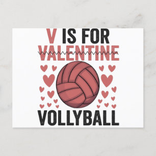 V ist für Valentinstag Lustiger Volleyball Sportli Postkarte