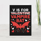 V ist für Vampire Bat Funny Valentine Karte (Vorderseite)