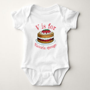 V ist für Victoria Sponge Cake UK British Baking Baby Strampler