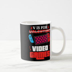 V ist für Video-Spiele-Herz-Gamer-Valentinstag-Jun Kaffeetasse