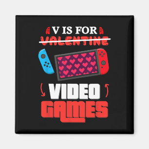 V ist für Video-Spiele-Herz-Gamer-Valentinstag-Jun Magnet