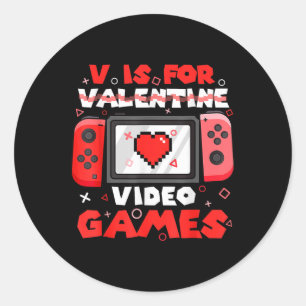 V ist für Video-Spiele Valentinstag Gamer Valentin Runder Aufkleber