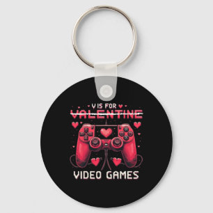 V ist für Video-Spiele Valentinstag Gamer Valentin Schlüsselanhänger