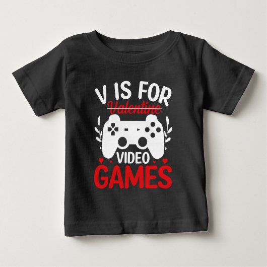 V ist für Videospiele mit Valentine Crossed Out Baby T-shirt (Vorderseite)