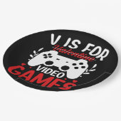V ist für Videospiele mit Valentine Crossed Out Pappteller (Schrägansicht)