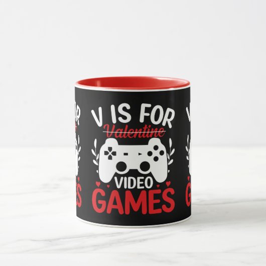 V ist für Videospiele mit Valentine Crossed Out Tasse (Zentrum)