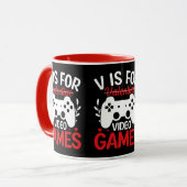 V ist für Videospiele mit Valentine Crossed Out Tasse (Vorderseite Links)
