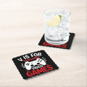 V ist für Videospiele mit Valentine Crossed Out Untersetzer (Vor Ort)