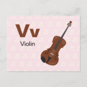 V ist für Violine - Alphabet Flash Card Postkarte (Vorderseite)