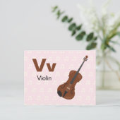 V ist für Violine - Alphabet Flash Card Postkarte (Stehend Vorderseite)