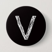 V ist für Virtuose Button (Vorderseite)