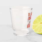 V ist für Vodka Retro Schriftart Pink Orange Valen Schnapsglas (Links)