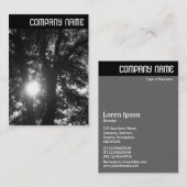 V Kopf - Sun Through Trees B&W Visitenkarte (Vorne/Hinten)