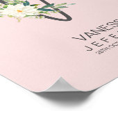 V Letter Monogram Blush Floral Decor Poster (Ecke)