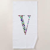 V Letter Monogram Strandtuch (Vorderseite)