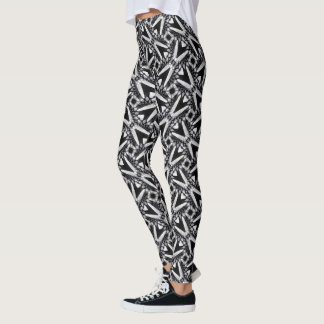 V Liebe Schwarz Grau & Weiß Muster Leggings