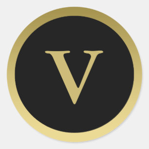V: Monogram V Elegant Gold und Black Sticker