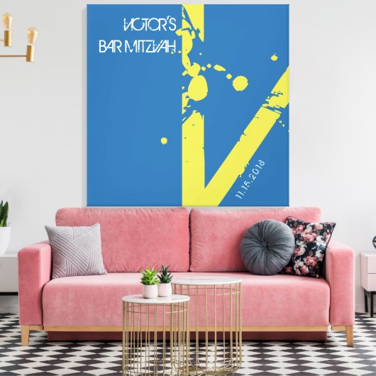 V Monogramm Initial Bar Bat Mitzvah Sign-In Board Leinwanddruck (Insitu (Wohnzimmer))