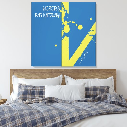 V Monogramm Initial Bar Bat Mitzvah Sign-In Board Leinwanddruck (Insitu (Schlafzimmer))