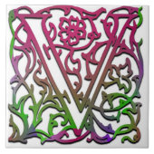 V Monogramm Keramik "Besque Garden" Fliese (Vorderseite)
