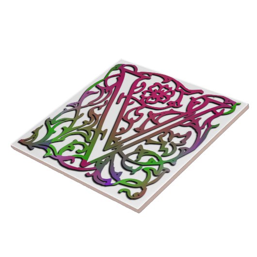 V Monogramm Keramik "Besque Garden" Fliese (Seite)