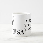 V) NAME, SCHREIBEN UND POSITIVE BESCHREIBUNG KAFFEETASSE (Mittel)
